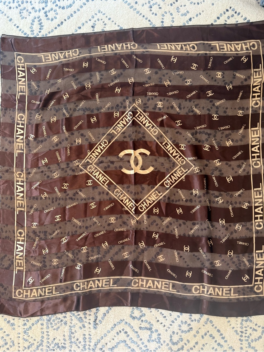 Chanel silk sheer  scarf, 100cm x 100cm